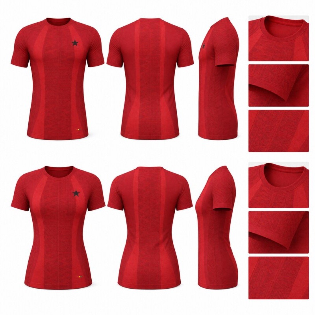 Ghana Kit Design Studio output — red performance kit with tonal panels.